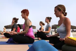 Women doing yoga