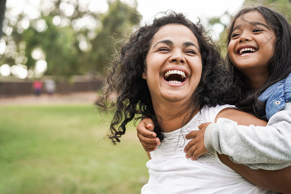 Woman with her young daughter