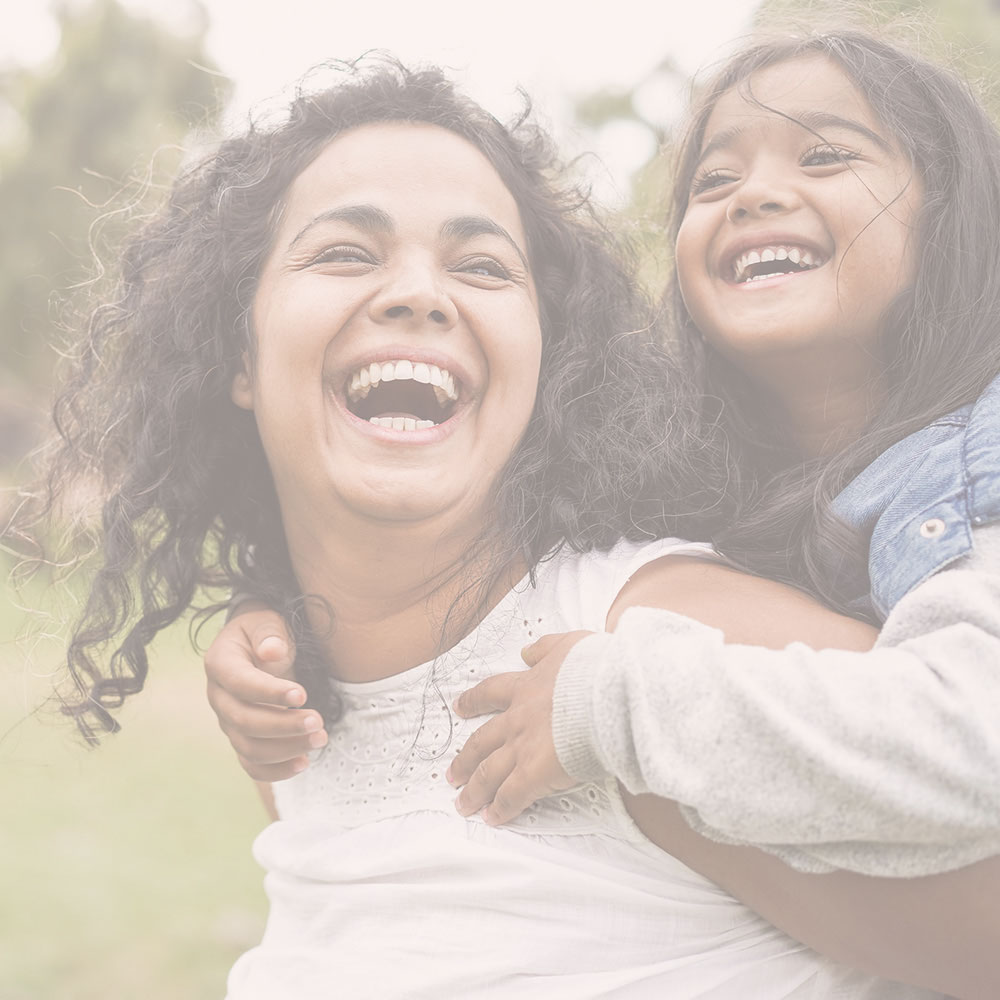 Woman with her young daughter