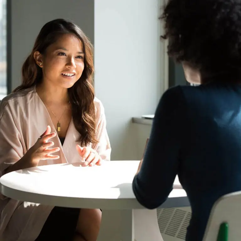 Shot of two young businesswomen having an interview together.